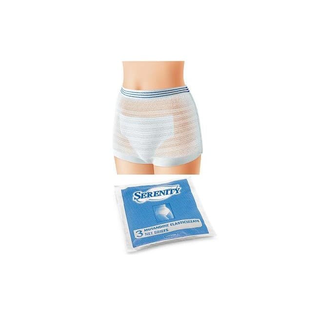 Serenity - MUTANDINA ELASTICA RETTANGOLARE A RETE SERENITY L 3 PEZZI